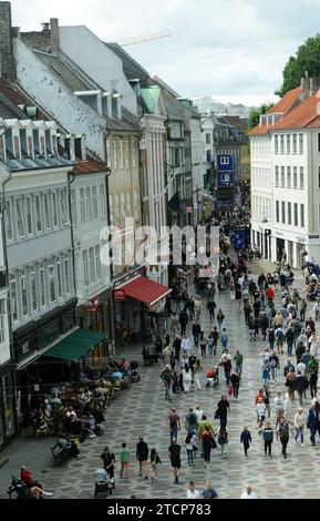 Østergade strada pedonale nel centro di Copenaghen, Danimarca. Foto Stock