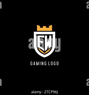 Logo EW iniziale con scudo, logo Esport gaming monogramma grafica vettoriale Illustrazione Vettoriale