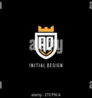 Logo AQ iniziale con scudo, logo Esport gaming monogramma grafica vettoriale Illustrazione Vettoriale