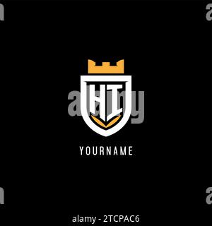Logo HI iniziale con scudo, logo esport gaming monogramma grafica vettoriale Illustrazione Vettoriale