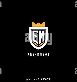 Logo EM iniziale con scudo, logo esport gaming monogramma grafica vettoriale Illustrazione Vettoriale