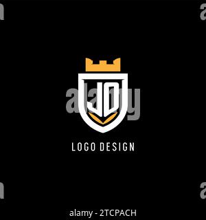 Logo JO iniziale con scudo, logo Esport gaming monogramma grafica vettoriale Illustrazione Vettoriale