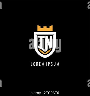 Logo iniziale con scudo, logo Esport gaming monogramma grafica vettoriale Illustrazione Vettoriale