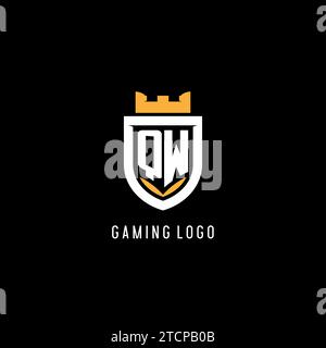 Logo QW iniziale con scudo, logo esport gaming monogramma grafica vettoriale Illustrazione Vettoriale