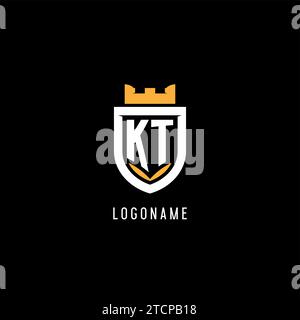 Logo KT iniziale con scudo, logo esport gaming monogramma grafica vettoriale Illustrazione Vettoriale