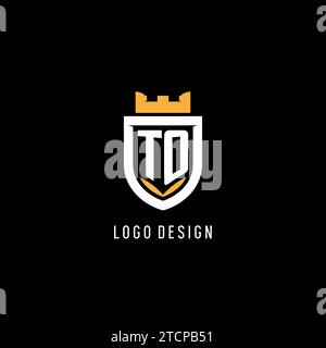 Logo iniziale con scudo, logo esport gaming monogramma grafica vettoriale Illustrazione Vettoriale