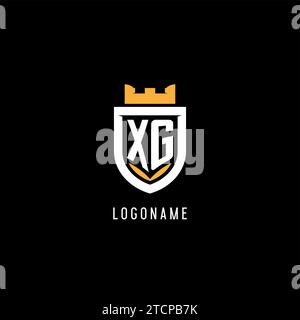 Logo XG iniziale con scudo, logo esport gaming monogramma grafica vettoriale Illustrazione Vettoriale