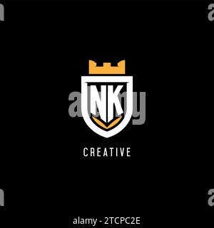 Logo NK iniziale con scudo, logo Esport gaming monogramma grafica vettoriale Illustrazione Vettoriale