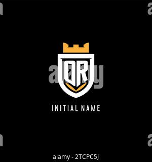 Iniziale O logo con scudo, logo esport gaming monogramma grafica vettoriale Illustrazione Vettoriale