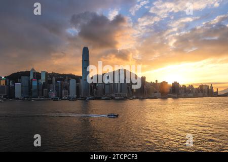 Panorama del porto di victoria e dell'isola di hong kong, in Cina Foto Stock