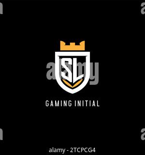 Logo SL iniziale con scudo, logo Esport gaming monogramma grafica vettoriale Illustrazione Vettoriale