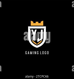 Logo YJ iniziale con scudo, logo esport gaming monogramma grafica vettoriale Illustrazione Vettoriale