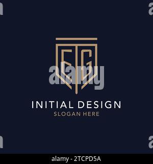 AD ESEMPIO, monogramma iniziale con logo e semplice ispirazione per il design di un'icona di scudo di lusso Illustrazione Vettoriale