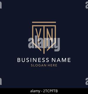 Monogramma con logo iniziale con ispirazione semplice e lussuosa icona dello scudo Illustrazione Vettoriale