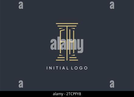 Monogramma iniziale FH con logo a forma di pilastro ispirato al design Illustrazione Vettoriale