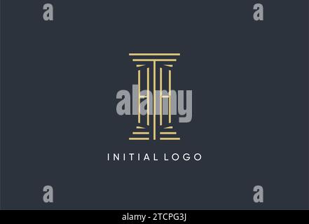 Monogramma iniziale HH con logo a forma di pilastro ispirato al design Illustrazione Vettoriale