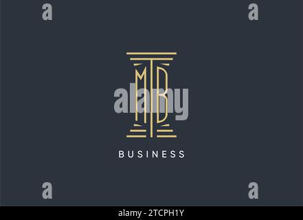 Monogramma iniziale MB con logo a forma di pilastro ispirato al design Illustrazione Vettoriale