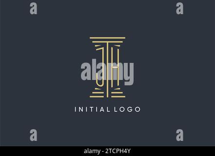 Monogramma iniziale JH con logo a forma di pilastro ispirato al design Illustrazione Vettoriale