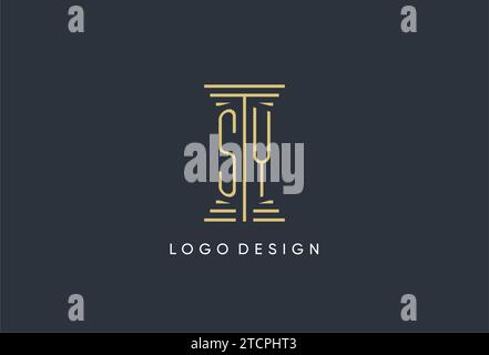 Monogramma iniziale SY con logo a forma di pilastro ispirato al design Illustrazione Vettoriale