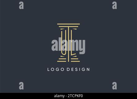 Monogramma iniziale UL con logo a forma di colonna ispirato al design Illustrazione Vettoriale