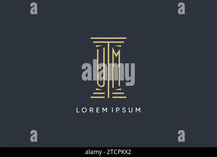 Monogramma iniziale UM con logo a forma di pilastro ispirato al design Illustrazione Vettoriale