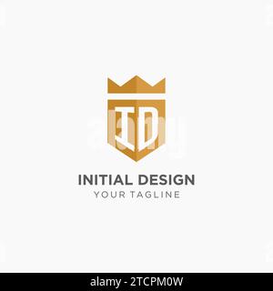 Logo ID monogramma con scudo geometrico e corona, elegante design iniziale del logo grafico vettoriale Illustrazione Vettoriale