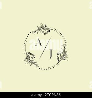 Lettere iniziali del logo AJ per matrimoni con design professionale di alta qualità che si adatta perfettamente a qualsiasi supporto di stampa Illustrazione Vettoriale