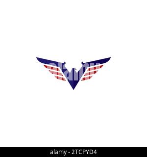 Logo V Eagle Design semplice e robusto. Lettera V Illustrazione Vettoriale