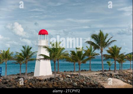 Harbour with the lighthouse on Hamilton Island, travel, holiday, Whitsunday Islands, Queensland, Australia Stock Photo