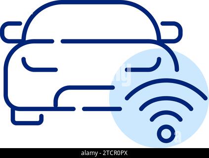 Simbolo auto e wifi. Veicolo autonomo. Icona Pixel Perfect Illustrazione Vettoriale