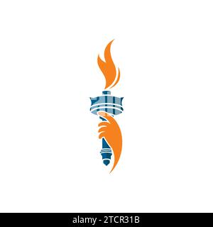 Simbolo del logo della torcia. Fire Logo Vector Illustrazione Vettoriale