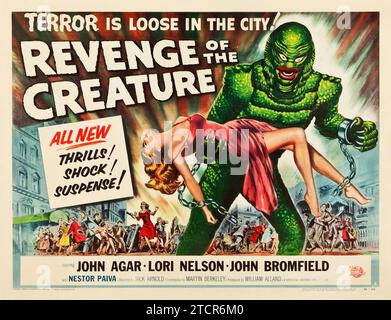 Poster di film d'epoca - la vendetta della creatura (Universal International, 1955). Half Sheet, Style A - John Agar, Lori Nelson, John Bromfields - poster del film vintage degli anni '1950 - horror - fantascienza - mostro Foto Stock