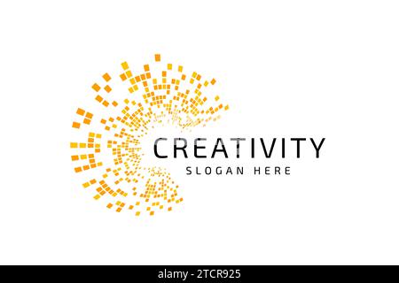 Logo creativo high-tech isolato sulla lettera C. modello di design del logo della tecnologia aziendale Illustrazione Vettoriale