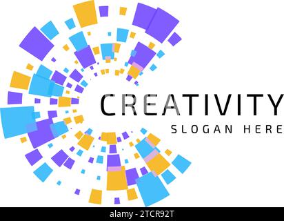 Logo creativo high-tech isolato sulla lettera C. modello di design del logo della tecnologia aziendale Illustrazione Vettoriale