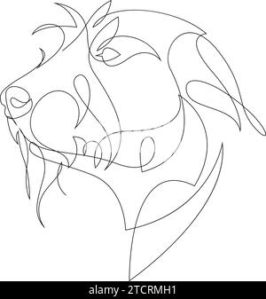 Linea continua Irish Wolfhound. Illustrazione vettoriale per cani Deerhound scozzesi con linea singola minimale. Disegno verticale Illustrazione Vettoriale