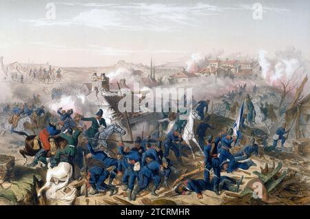 Battaglia di Coulmiers, 9 novembre 1870, incisione. Guerra franco-prussiana, Francia, XIX secolo - Foto Stock