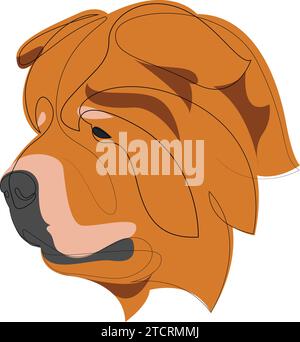 Chow Chow a linea continua. Illustrazione vettoriale a linea singola minimale. Ritratto Illustrazione Vettoriale