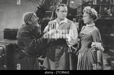 Walter Brennan, Bob Hope e Virginia Mayo sono i protagonisti di Princess and the Pirate (1944). In questa avventura comica, Hope interpreta un vigliacco attore che viene coinvolto in una trama pirata, con Mayo che interpreta l'affascinante principessa che intende salvare. Foto Stock