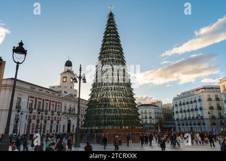 Piazza Puerta del sol durante il periodo natalizio Foto Stock