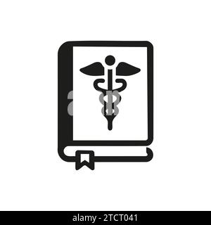 icona lineare di un libro semplice con segno di caduceo isolato. Illustrazione vettoriale Illustrazione Vettoriale