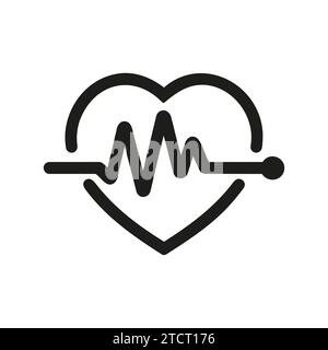 icona a forma di cuore semplice con impulso isolato Illustrazione Vettoriale