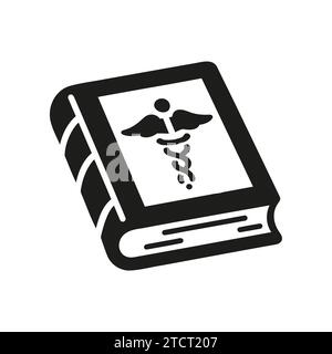 icona lineare di un libro semplice con segno di caduceo isolato Illustrazione Vettoriale