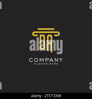 Logo iniziale DA con grafica vettoriale con design semplice a colonna Illustrazione Vettoriale
