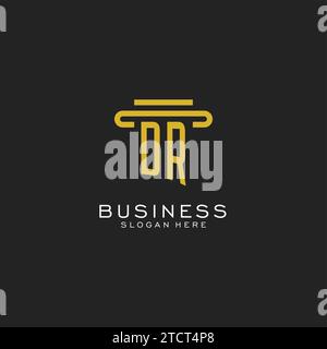 Logo iniziale DR con grafica vettoriale dal design semplice a colonna Illustrazione Vettoriale