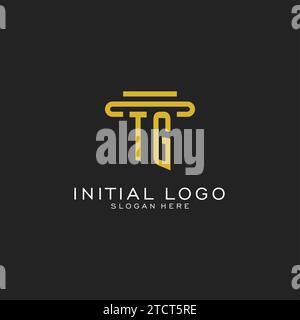 Logo iniziale TG con grafica vettoriale dal design semplice a colonna Illustrazione Vettoriale