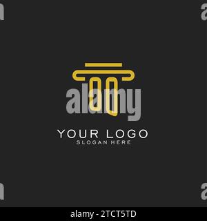 Logo iniziale OOO con grafica vettoriale dal design semplice a colonna Illustrazione Vettoriale