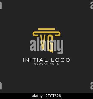 Logo iniziale VG con grafica vettoriale dal design semplice a colonna Illustrazione Vettoriale