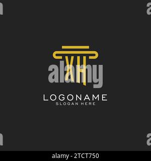 Logo iniziale XH con grafica vettoriale dal design semplice a colonna Illustrazione Vettoriale