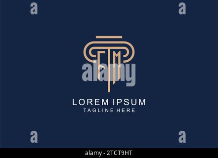 Logo colonna iniziale FM, idee di design eleganti e lussuose per il logo di uno studio legale Illustrazione Vettoriale