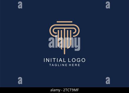 Logo del pilastro iniziale HU, idee di design del logo di uno studio legale elegante e di lusso Illustrazione Vettoriale